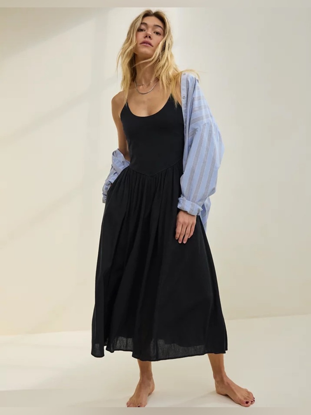 aerie At The Barre Midi Dress Medium Spaghetti Straps